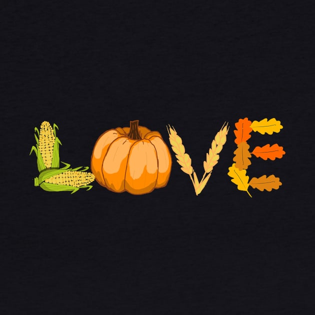 Pumpkin Love Motiv with leaves and grain Design by Shirtglueck